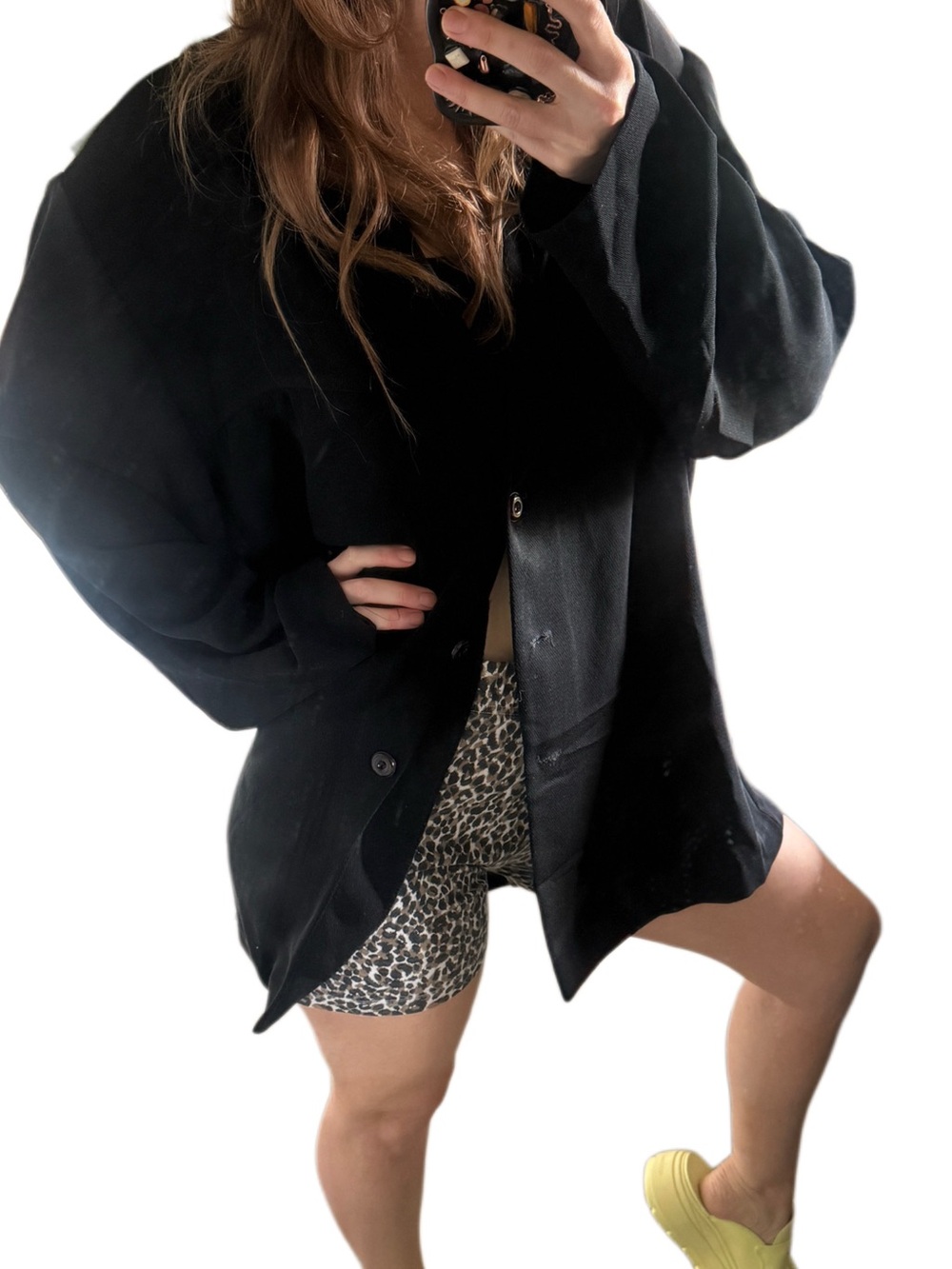 Women's vintage ribbed Black Button-Front shirt jacket lightweight plus size